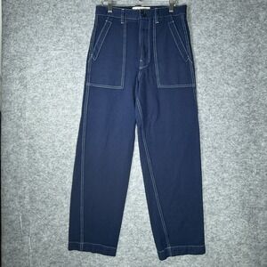 Marni Workwear Trousers Mens 44 (S) Contrast Stitch Wool Blue Solid